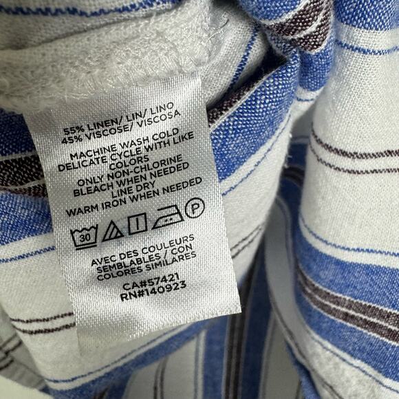 LOFT Striped Linen Blend Everyday Pocket Shirt Button Front Size Small - Picture 5 of 8